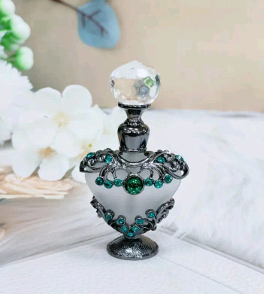 Beautiful Vintage Style Glass Perfume Bottle 5ml, Heart Shape, Perfume Making